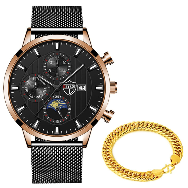 uhren herren Luxus Neue Herren Business Uhren Edelstahl Mesh Gürtel Quarz Armbanduhr Männer Sport Armband Casual Leucht Uhr Uhr